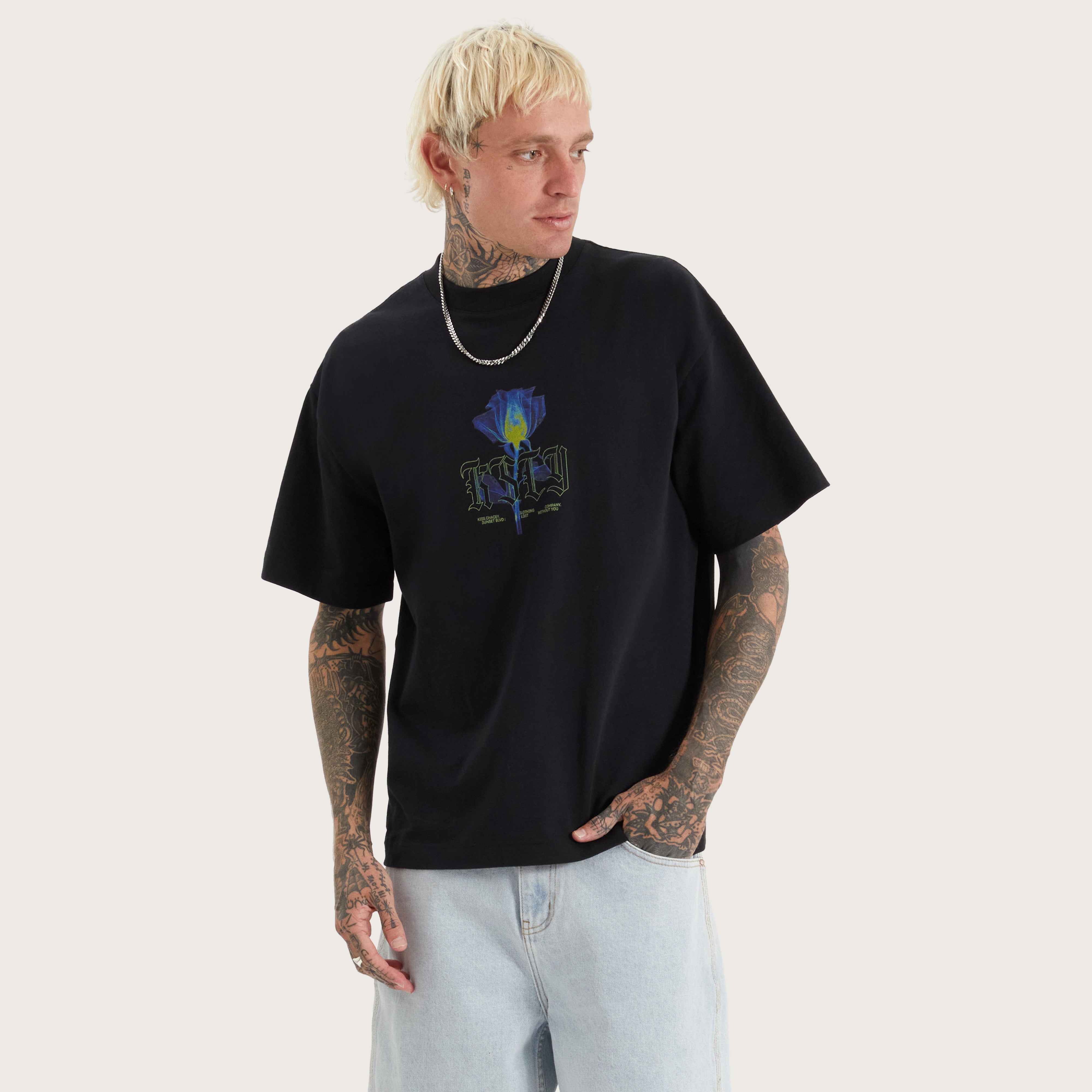 【SATIIIZ】Jadon Pigment Crack Short-Sleeved T-Shirt Wistman Heavy Street Tee in Jet Black | KSCY