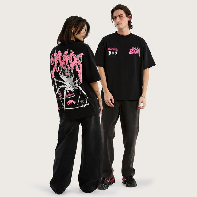 Model wears Katana Street Tee in Jet Black T-Shirts in Black - Image 3