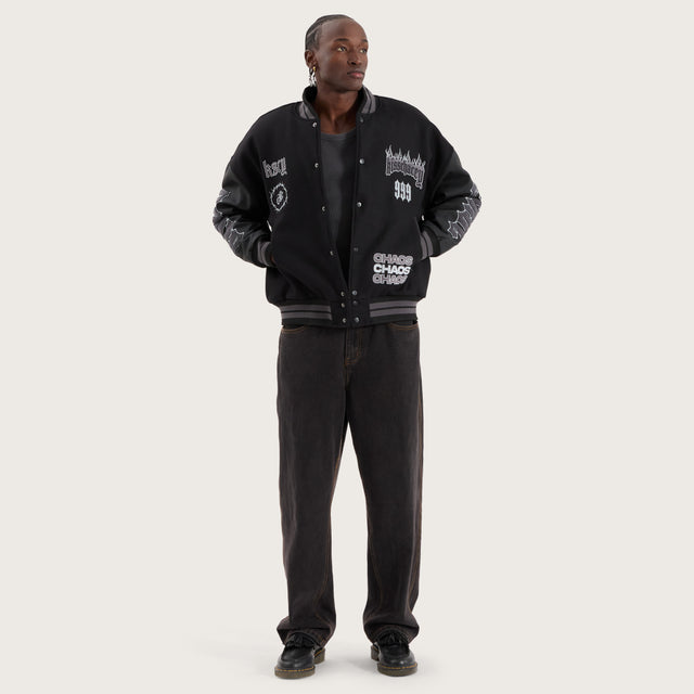 Brawn Varsity Jacket Jet Black