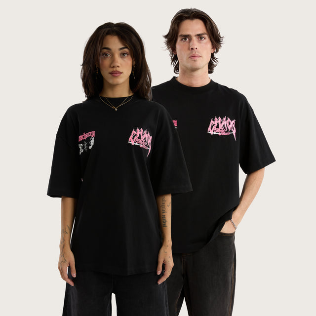 Model wears Katana Street Tee in Jet Black T-Shirts in Black - Image 1