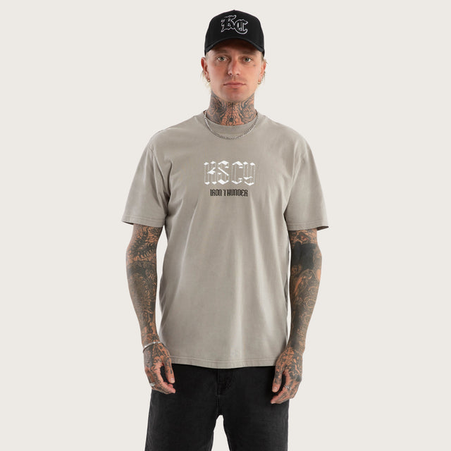 Model wears Shine Relaxed Fit Tee in Grey T-Shirts in Grey - Image 1