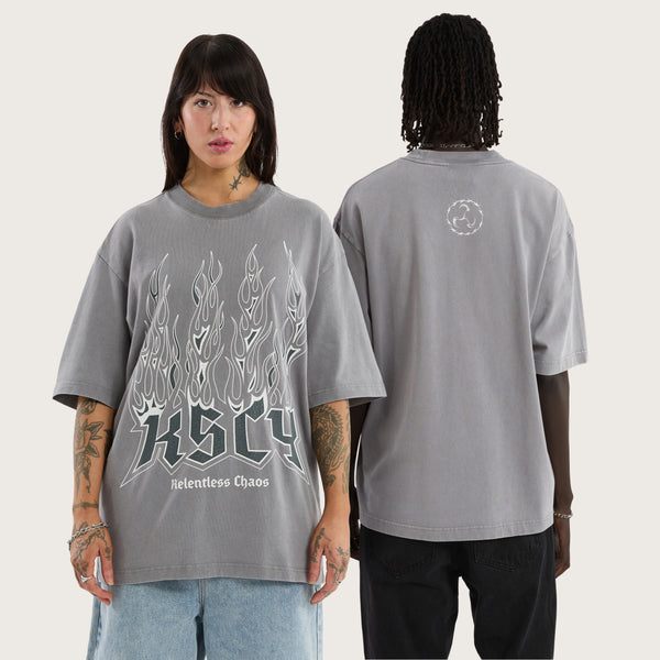 Relentless Oversized Fit Tee in Smoke Grey | KSCY
