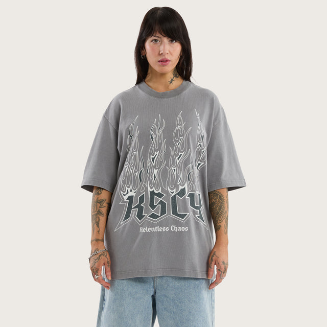 Relentless Oversized Tee Mineral Smoke