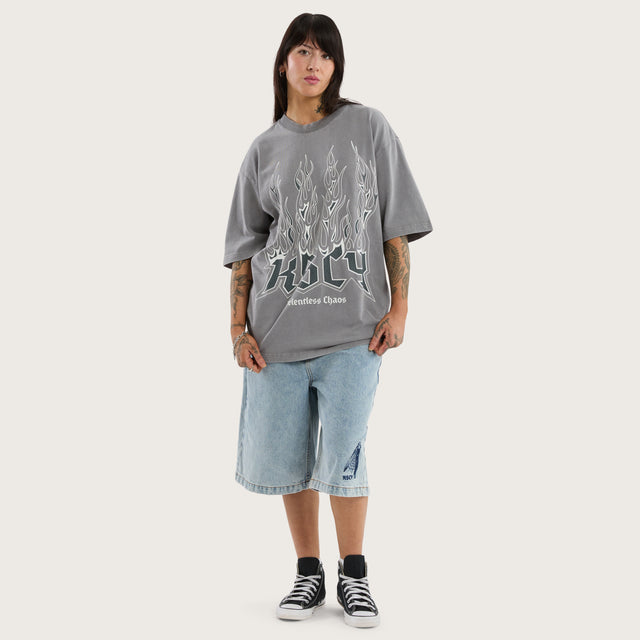 Relentless Oversized Tee Mineral Smoke