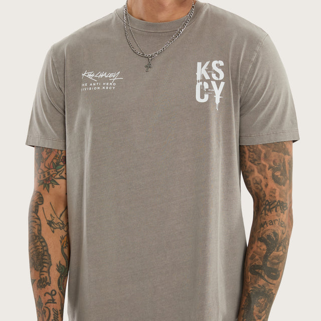 Alpha Dual Curved Tee Pigment Elephant Grey
