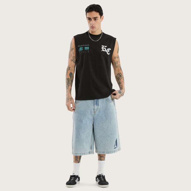 Model wears Movement Street Muscle Tee Jet Black Muscle Tees in Black - Image 2