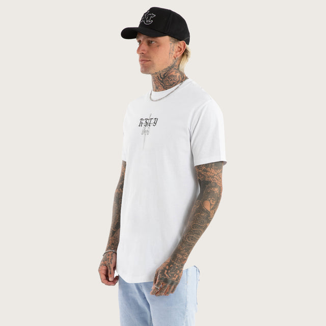 Testament Dual Curved Tee Optical White