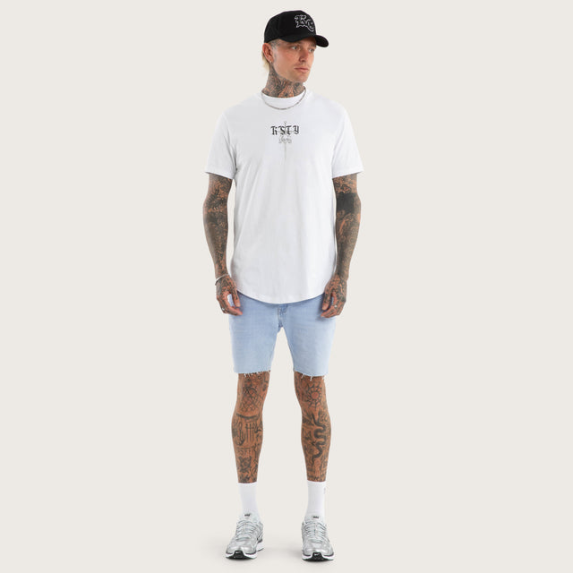 Testament Dual Curved Tee Optical White