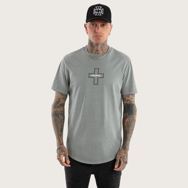 Hollow Dual Curved Tee Pigment Neutral Grey
