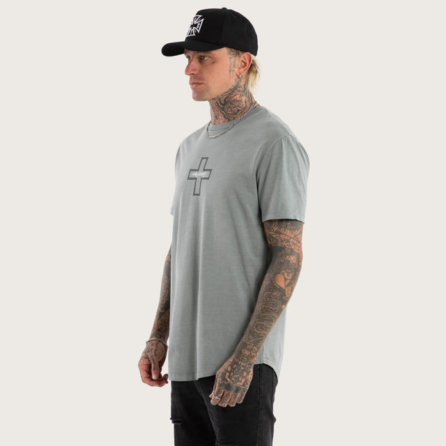 Hollow Dual Curved Tee Pigment Neutral Grey
