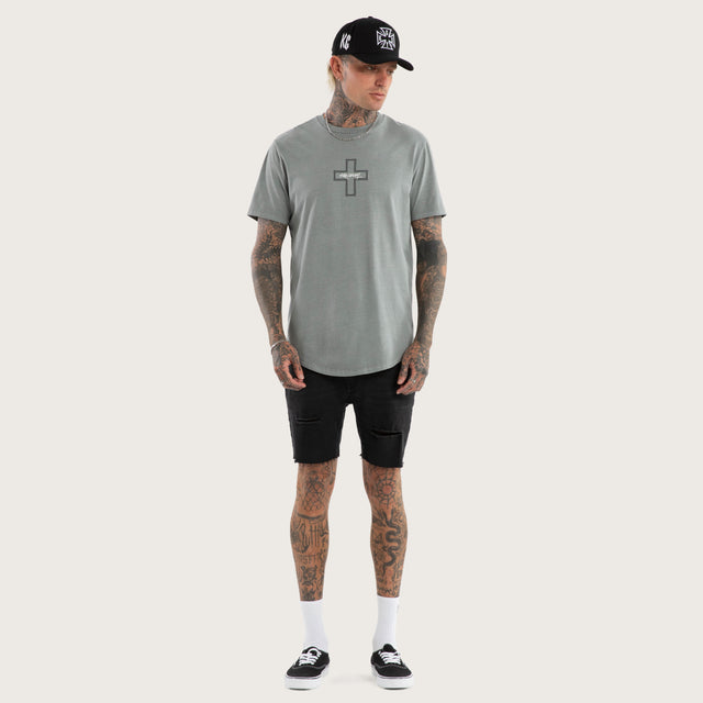 Hollow Dual Curved Tee Pigment Neutral Grey
