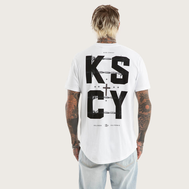 Fenced Dual Curved Tee Optical White