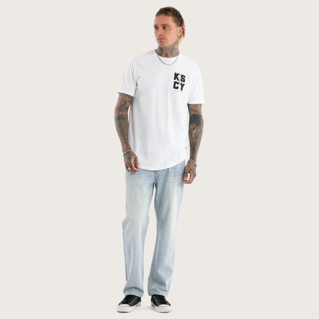Fenced Dual Curved Tee Optical White