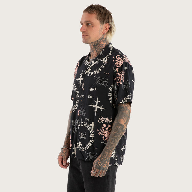 Vegas Resort Shortsleeve Shirt Black Print