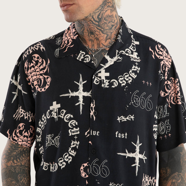 Vegas Resort Shortsleeve Shirt Black Print