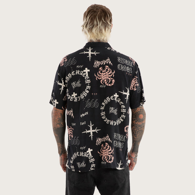 Vegas Resort Shortsleeve Shirt Black Print