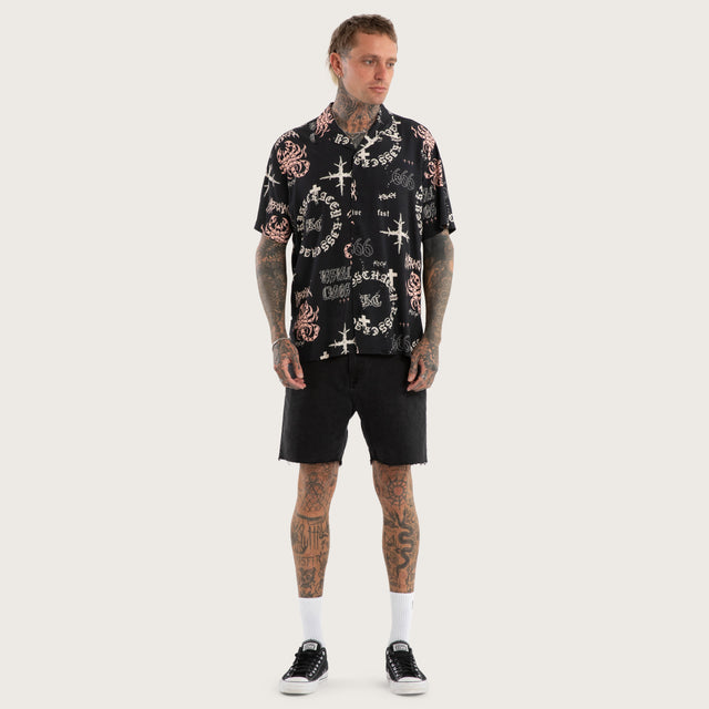 Vegas Resort Shortsleeve Shirt Black Print