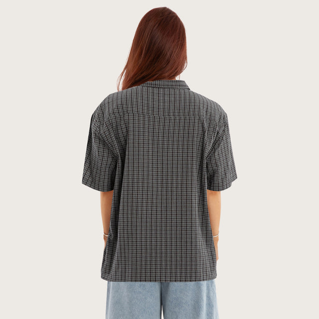 Devotion Button Up Shirt Black Check