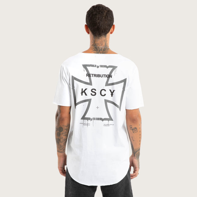 Scrawl Raw V-Neck Tee White