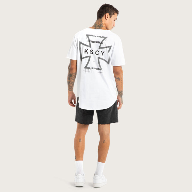 Scrawl Raw V-Neck Tee White