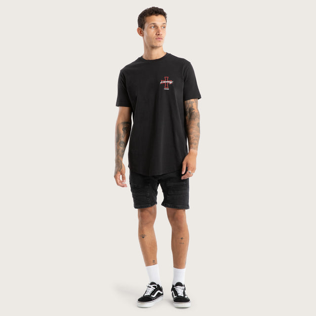 Confession Dual Curved Tee Jet Black