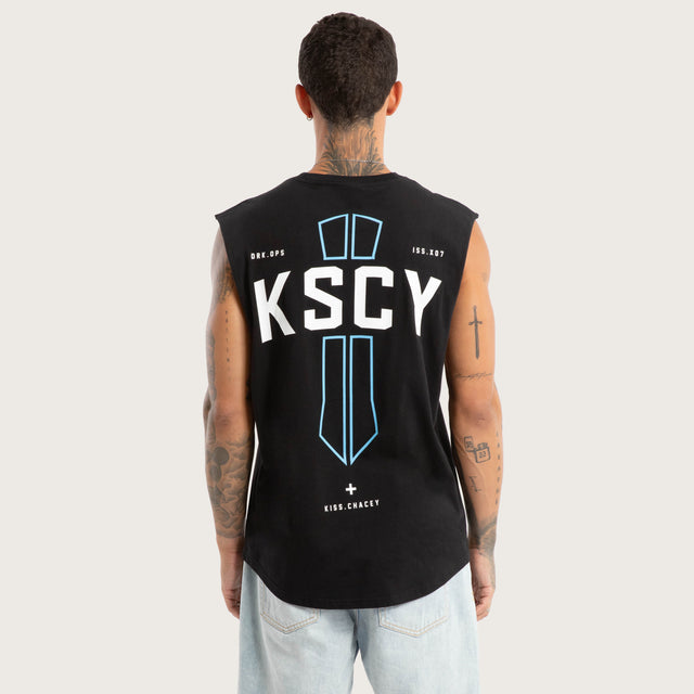 Spray Curved Hem Muscle Tee Jet Black