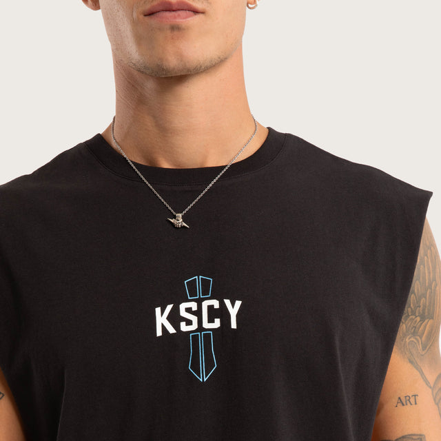 Spray Curved Hem Muscle Tee Jet Black