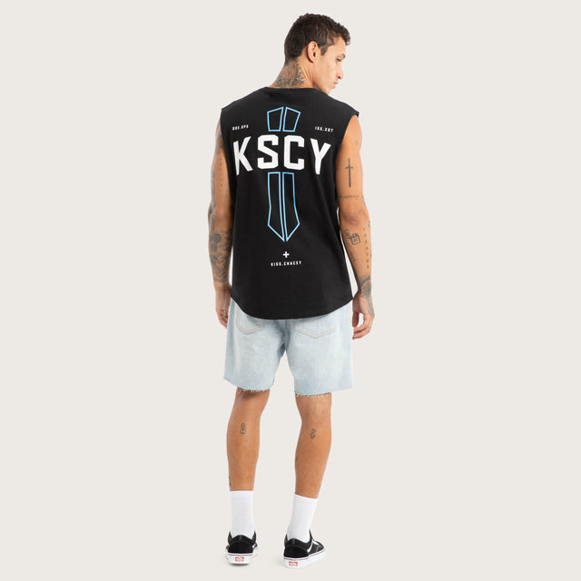 Spray Curved Hem Muscle Tee Jet Black