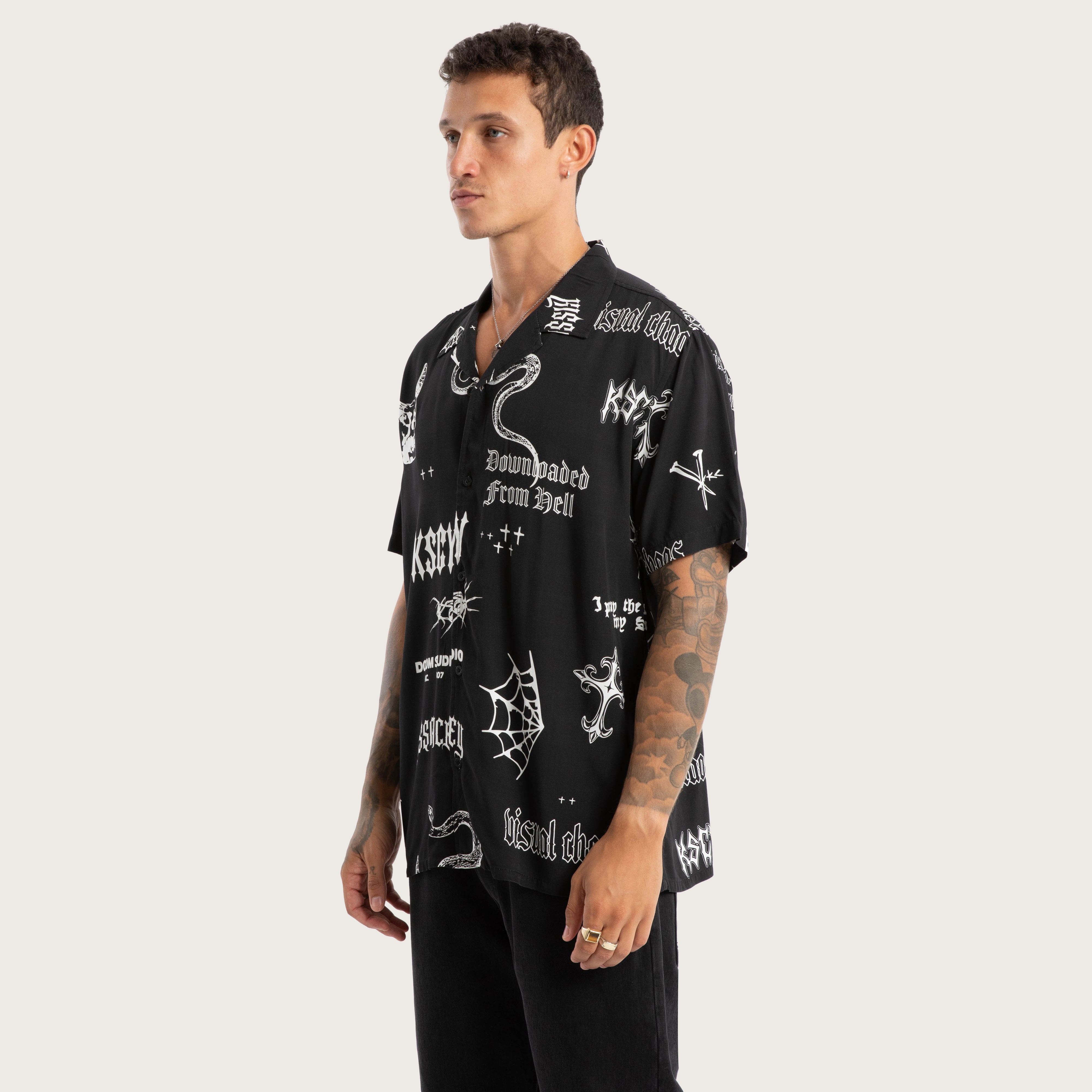 Visual Chaos Relaxed Shirt Black Print | KSCY