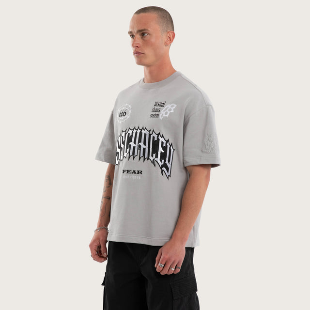 Model wears Eternity Loopback Street Tee Silver Sconce T-Shirts in Grey - Image 11
