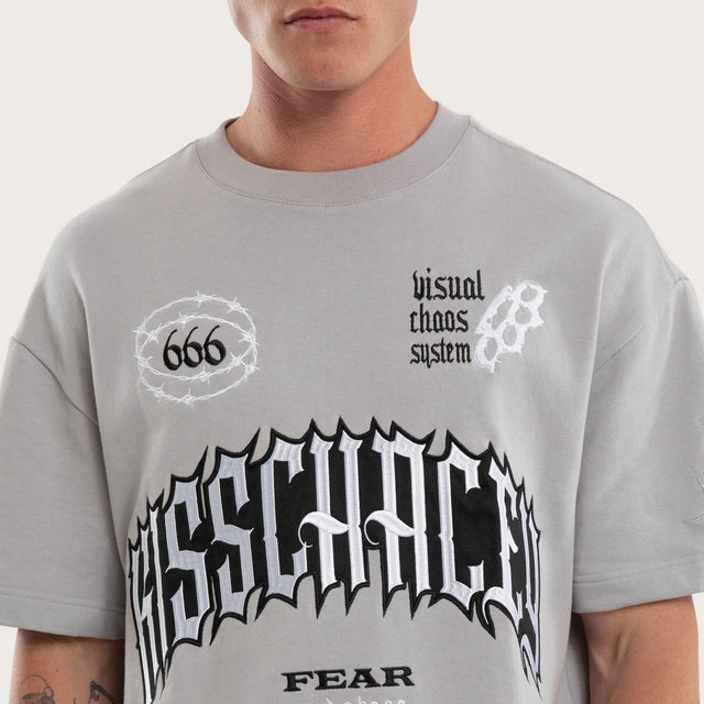 Model wears Eternity Loopback Street Tee Silver Sconce T-Shirts in Grey - Image 4