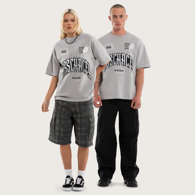 Model wears Eternity Loopback Street Tee Silver Sconce T-Shirts in Grey - Image 5