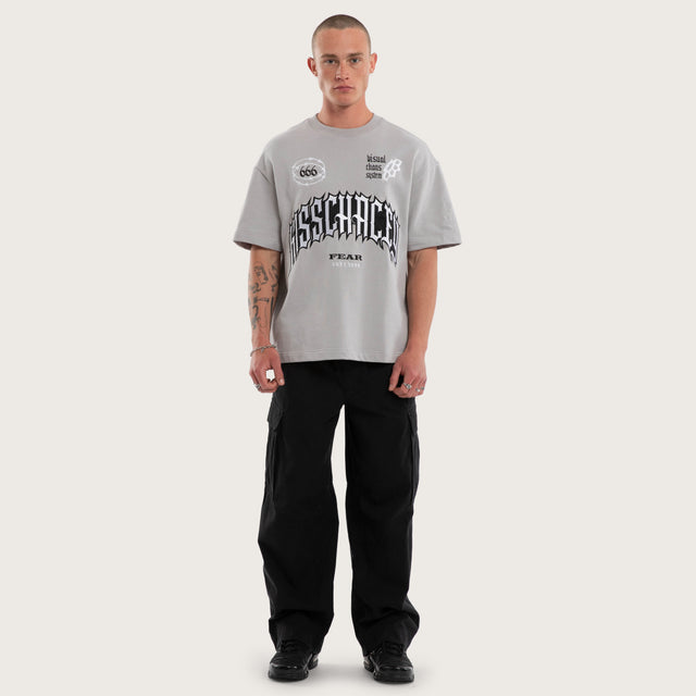 Model wears Eternity Loopback Street Tee Silver Sconce T-Shirts in Grey - Image 9