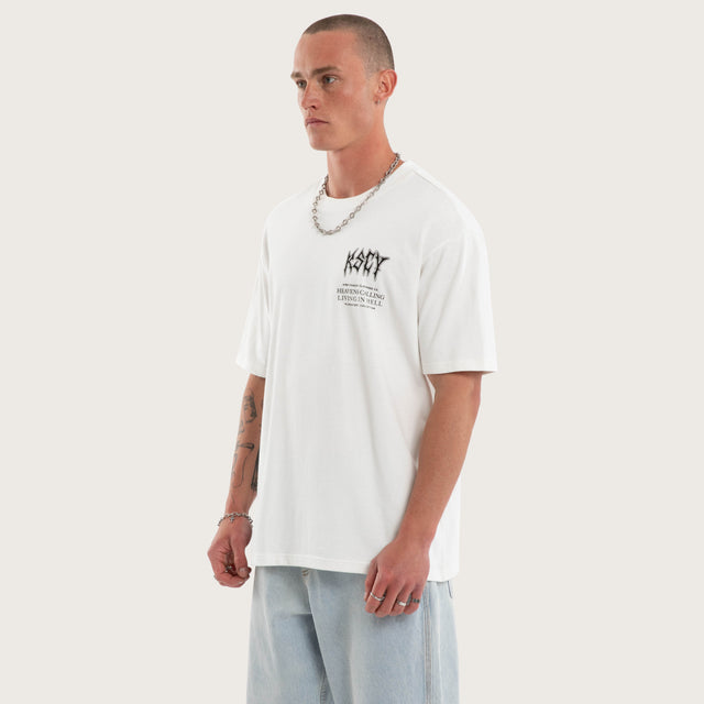 Fallen Box Fit Tee Natural White