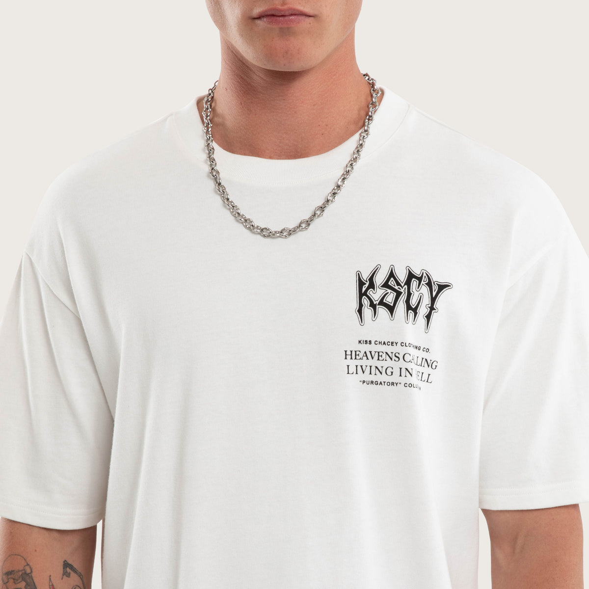 Fallen Box Fit Tee Natural White | KSCY