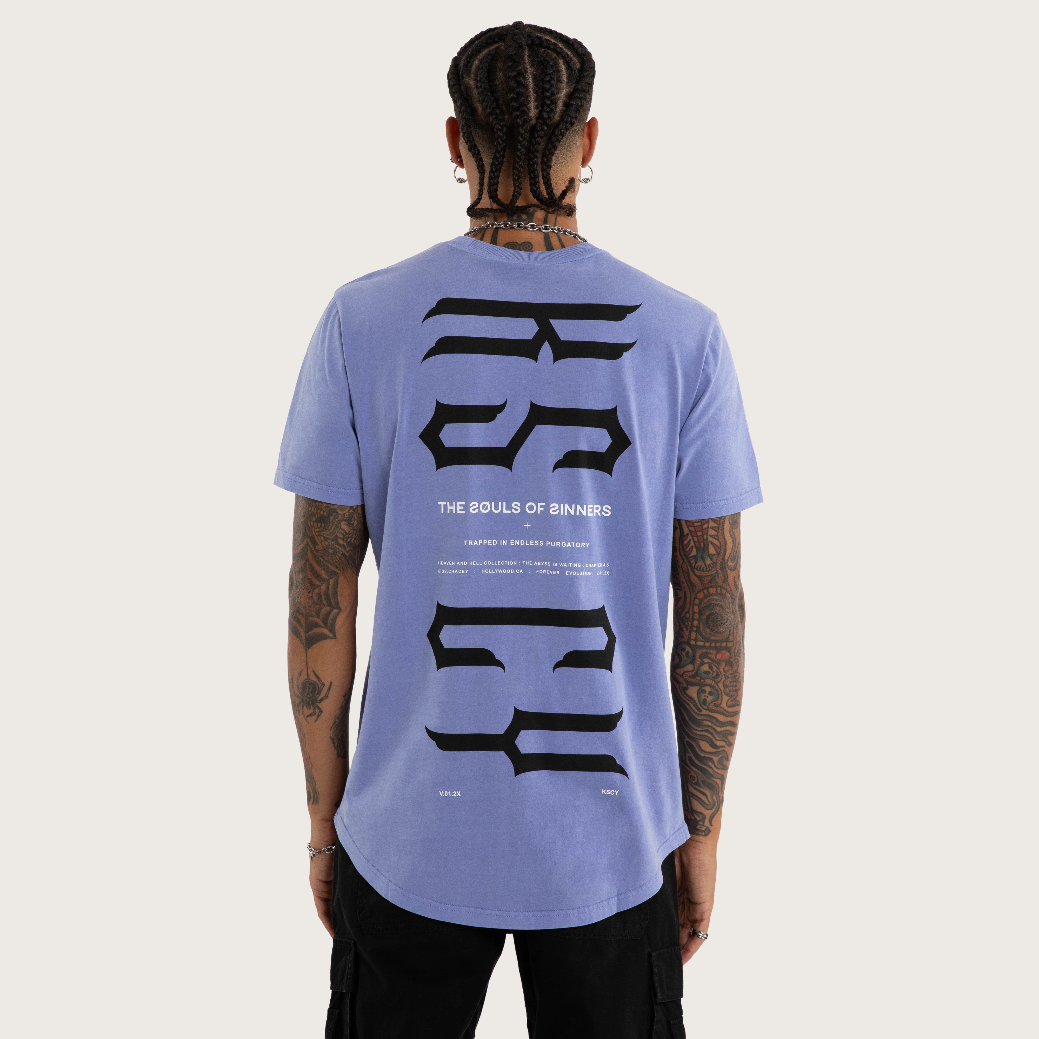 Trapped Curved Hem Tee Purple | KSCY