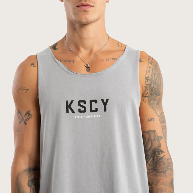 Model wears Visualise Raw Tank Pigment Silver Sconce Grey Tanks in Grey - Image 3