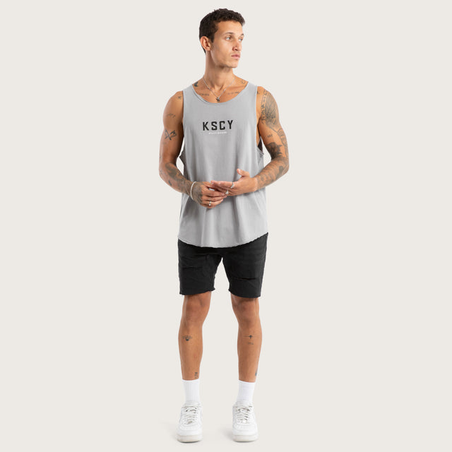 Model wears Visualise Raw Tank Pigment Silver Sconce Grey Tanks in Grey - Image 4