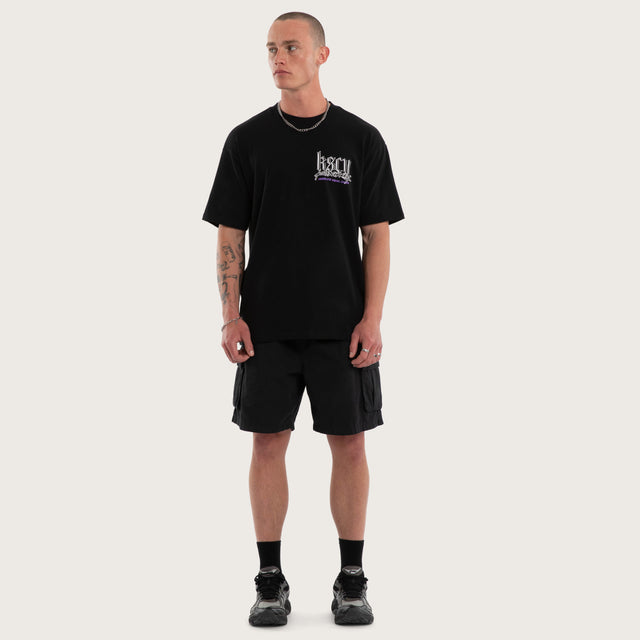 Model wears Absolute Box Fit Tee Jet Black T-Shirts Black – image 5