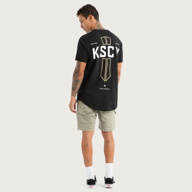 Model wears Delight Dual Curved Tee Jet Black T-Shirts Black – image 5