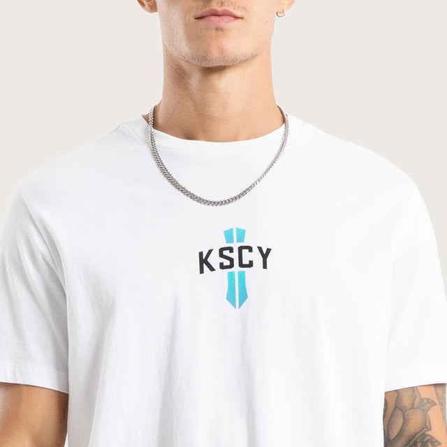 Model wears Delight Dual Curved Tee White T-Shirts White – image 3