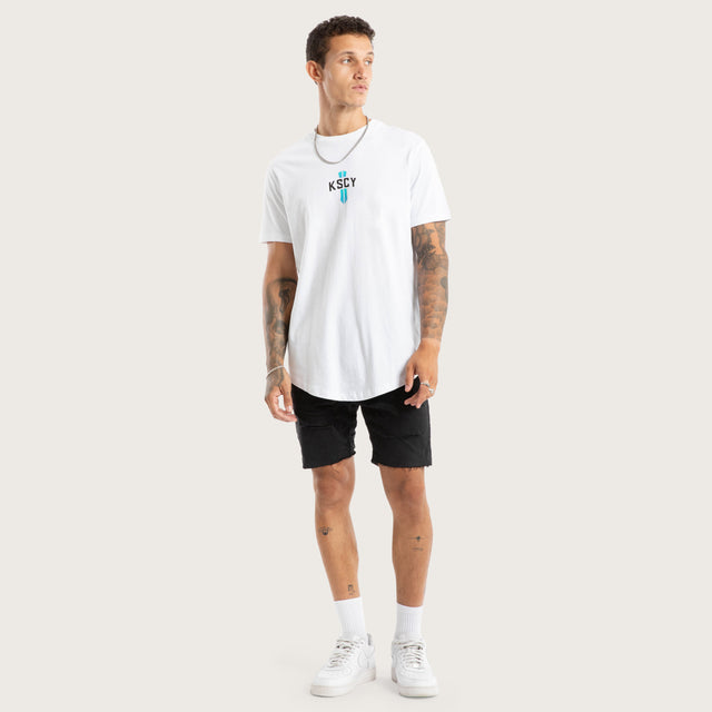 Model wears Delight Dual Curved Tee White T-Shirts White – image 4