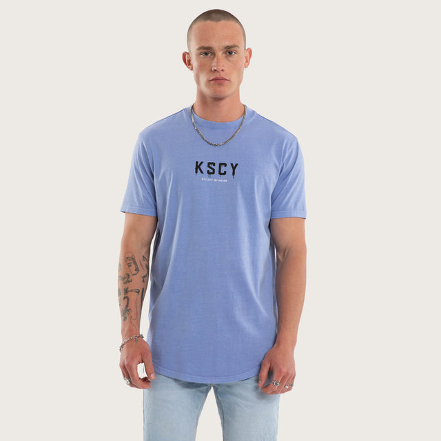 Model wears Division Dual Curved Tee Pigment Paloma T-Shirts Grey – image 1