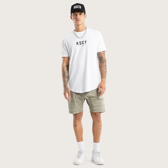 Model wears Division Dual Curved Tee White T-Shirts White – image 4