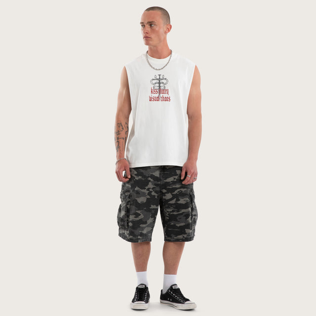 Model wears Pray Soul Street Muscle Natural White Muscle Tees White – image 5