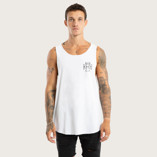 Model wears Scrawl Raw Tank White Tanks White – image 1