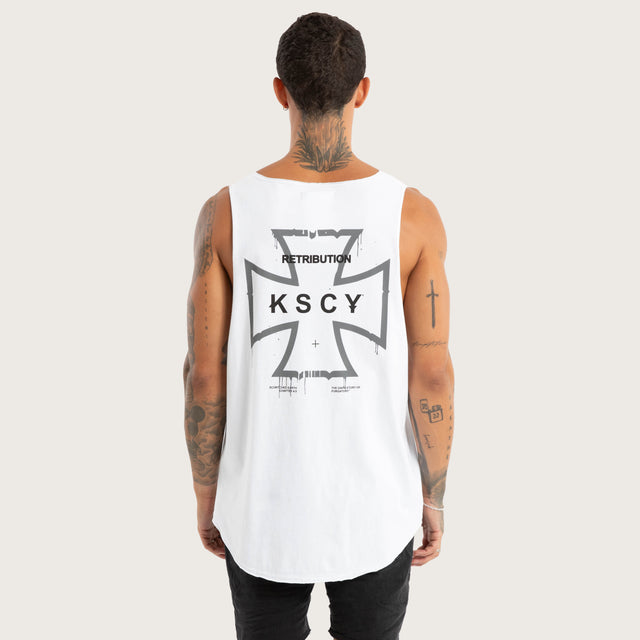 Model wears Scrawl Raw Tank White Tanks White – image 2