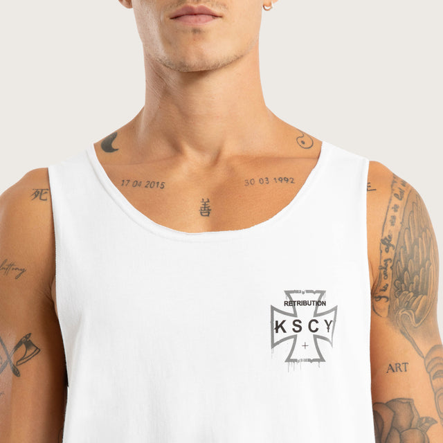 Model wears Scrawl Raw Tank White Tanks White – image 3