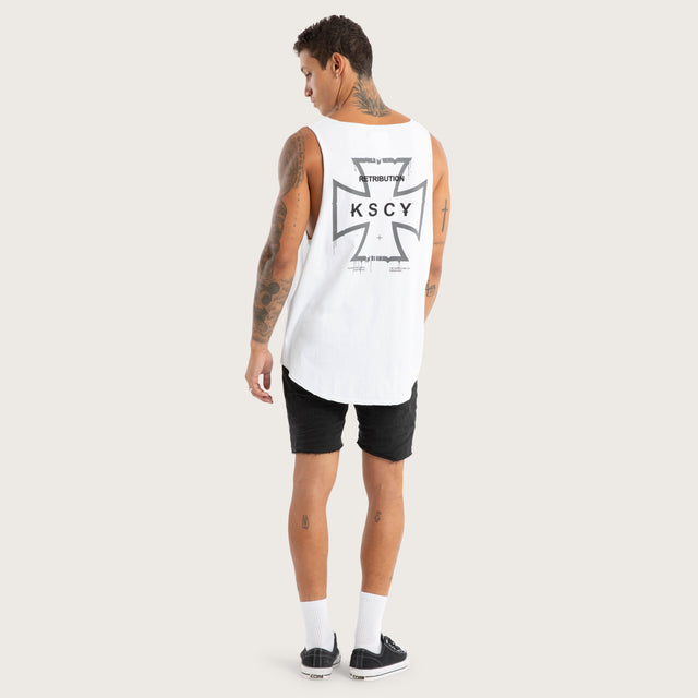 Model wears Scrawl Raw Tank White Tanks White – image 5