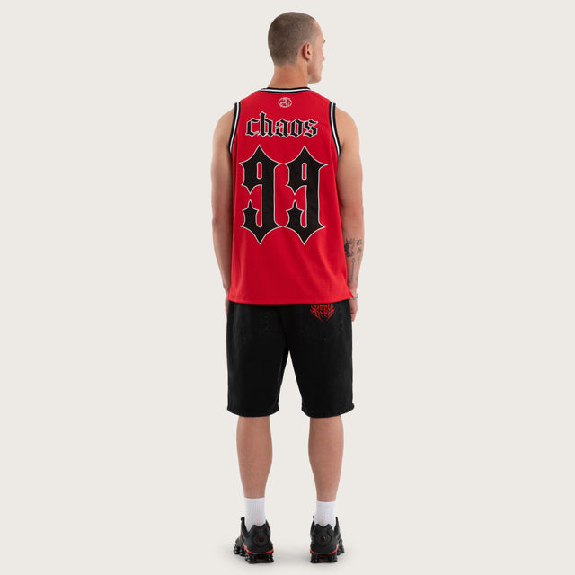 Model wears Tracks Basketball Jersey Red Jerseys Red – image 4
